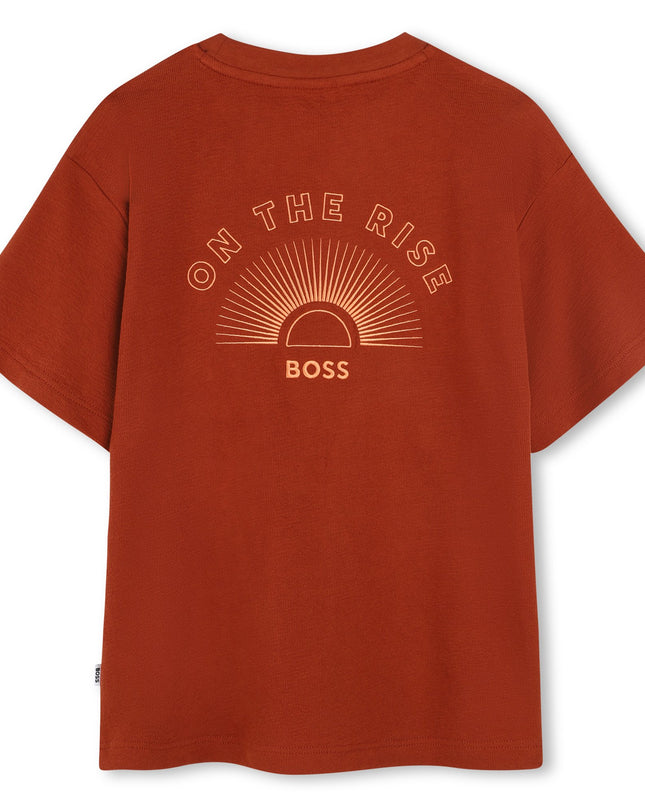Kids Atelier-Boss-Chocolate On The Rise Pocket T-Shirt