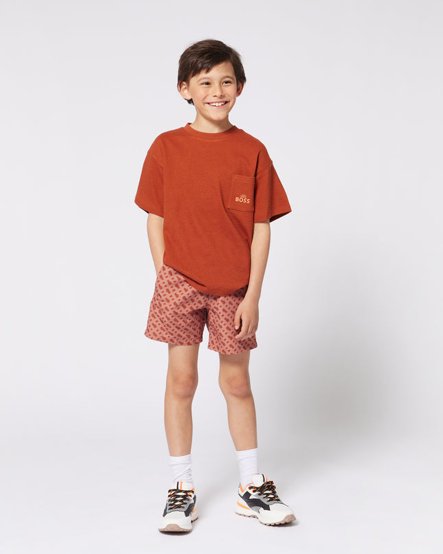 Kids Atelier-Boss-Chocolate On The Rise Pocket T-Shirt