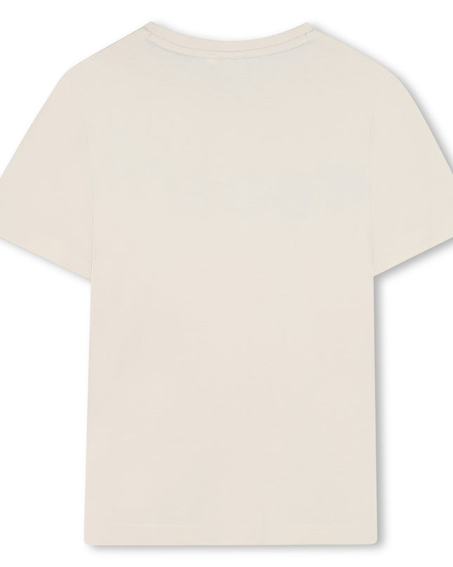 Kids atelier-Boss-Beige Sand Logo Short Sleeve T-Shirt