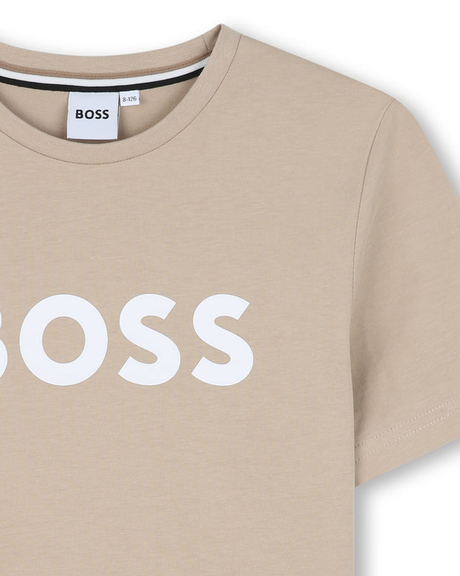 Kids Atelier-Boss-Stone Logo Short Sleeve T-Shirt