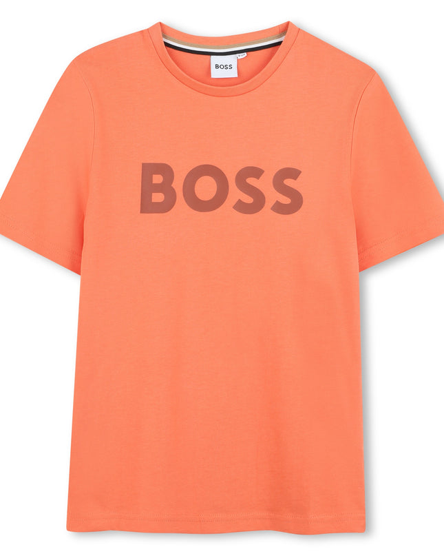 Kids Atelier-Boss-Orange Logo Short Sleeve T-Shirt
