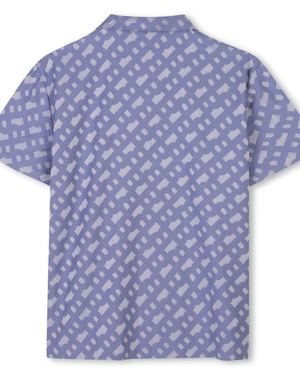 Kids atelier-Boss-Blue Patterned Buttoned Short Sleeve Shirt