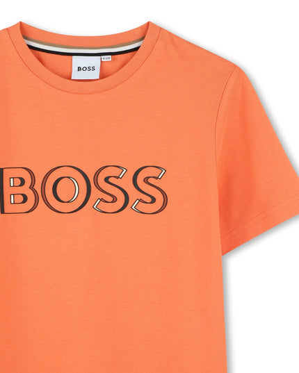 Kids Atelier-Boss-Orange Duo Toned Outline T-Shirt