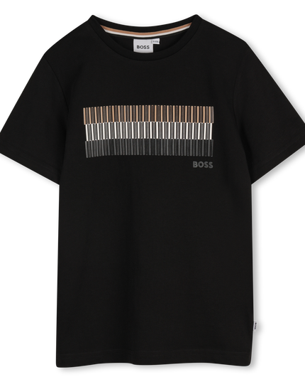 Kids Atelier-Boss-Black Short Sleeve Block Abstract T-Shirt