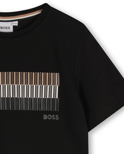 Kids Atelier-Boss-Black Short Sleeve Block Abstract T-Shirt