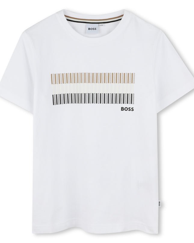 Kids Atelier-Boss-White Bar Color Block T-Shirt