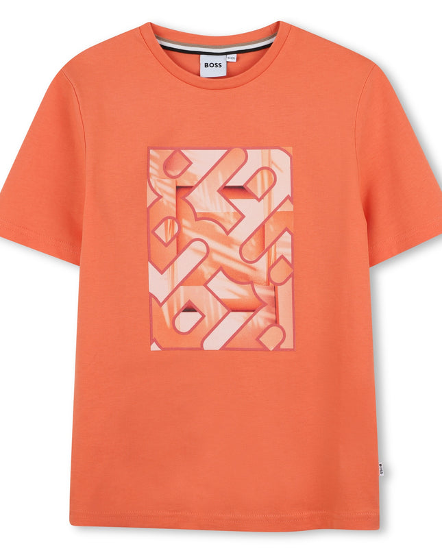 Kids Atelier-Boss-Orange Abstract Logo T-Shirt
