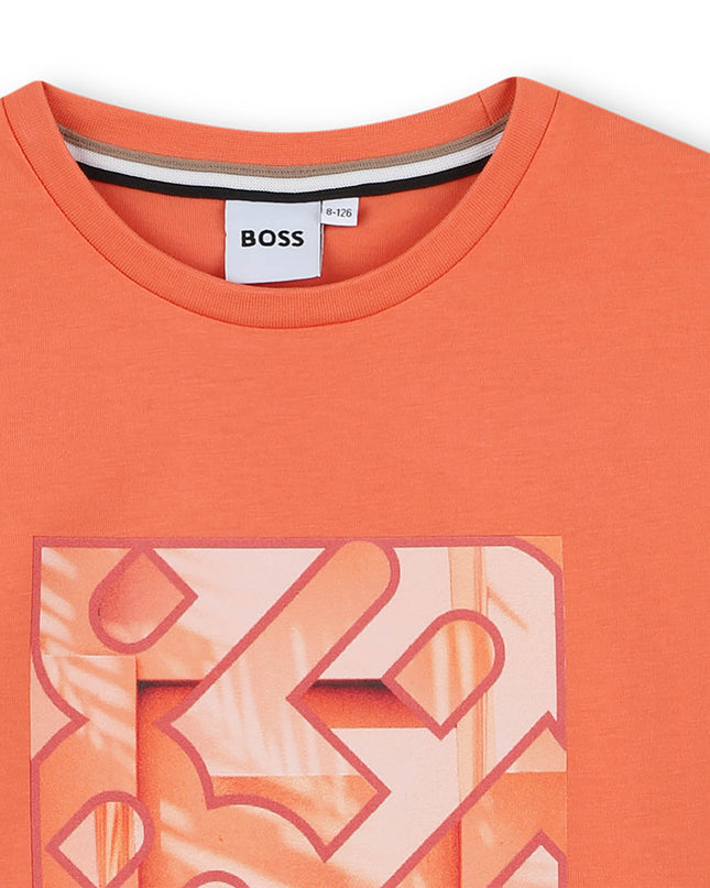 Kids Atelier-Boss-Orange Abstract Logo T-Shirt