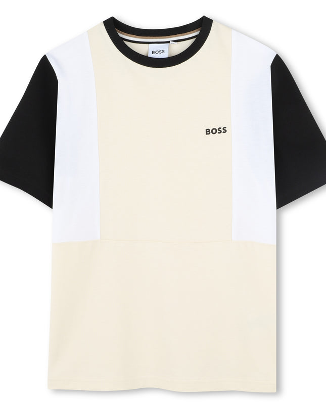 Kids Atelier-Boss-Sand Black Sleeve T-Shirt