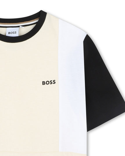 Kids Atelier-Boss-Sand Black Sleeve T-Shirt