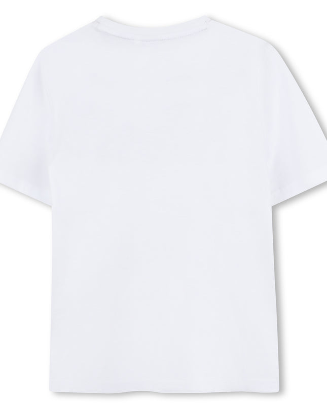 Kids Atelier-Boss-White Green Leaf Logo T-Shirt