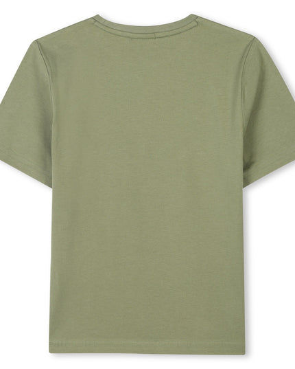 Kids Atelier-Boss-Olive Green Leaf Logo T-Shirt