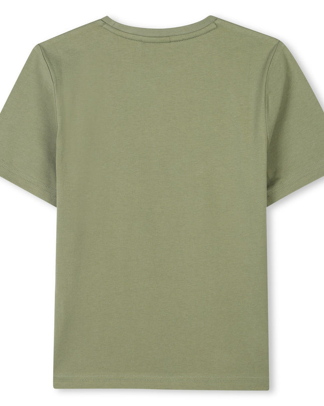 Kids Atelier-Boss-Olive Green Leaf Logo T-Shirt