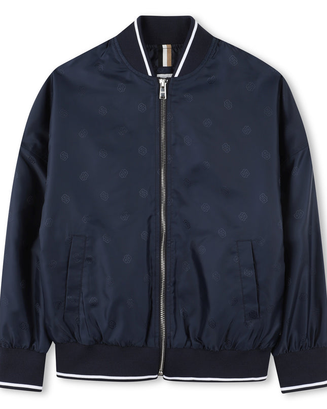 Kids atelier-Boss-Navy Logo Bomber Jacket