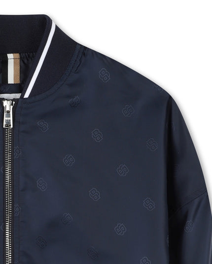 Kids atelier-Boss-Navy Logo Bomber Jacket