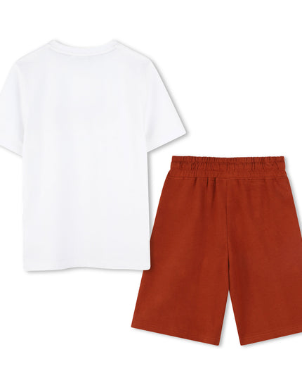 Kids atelier-Boss-Chocolate Brown Shorts and Tshirt Set