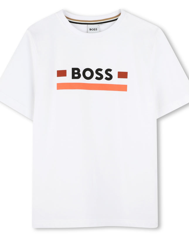 Kids atelier-Boss-Chocolate Brown Shorts and Tshirt Set