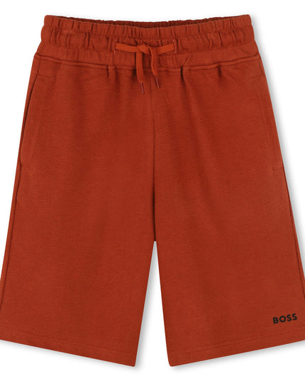 Kids atelier-Boss-Chocolate Brown Shorts and Tshirt Set