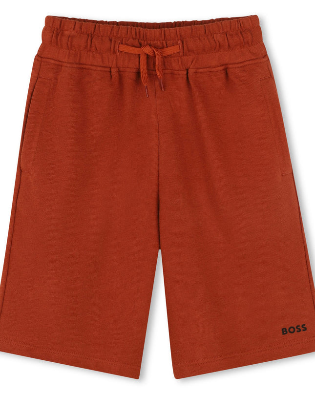 Kids atelier-Boss-Chocolate Brown Shorts and Tshirt Set