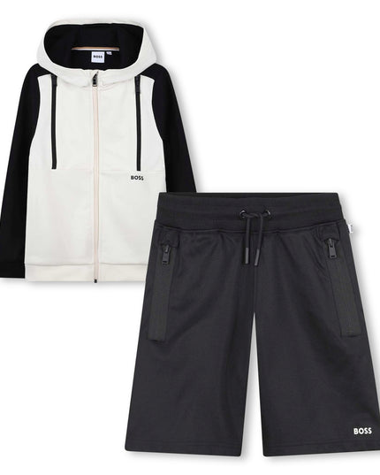Kids Atelier-Boss-Black and White Workout Shorts Set