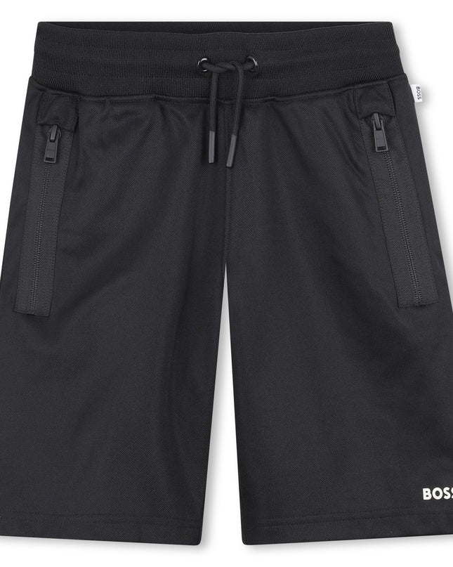 Kids Atelier-Boss-Black and White Workout Shorts Set