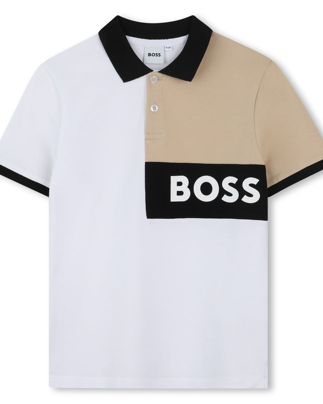 Kids Atelier-Boss-Black Beige Polo Textile Shorts Set