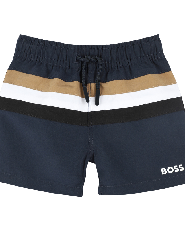 Kids Atelier-Boss-Navy Neutral Block Swim Shorts