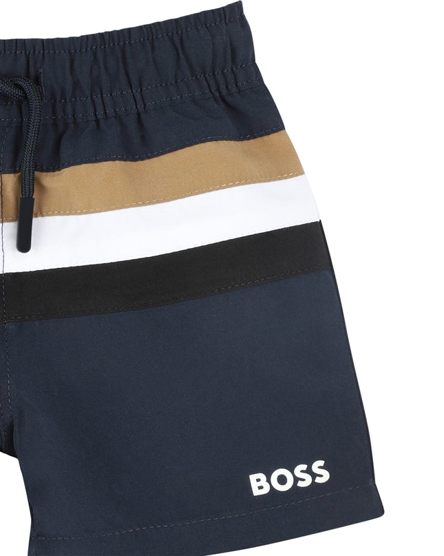 Kids Atelier-Boss-Navy Neutral Block Swim Shorts