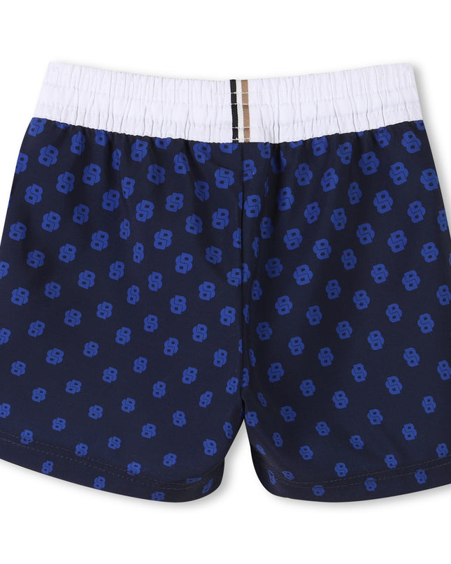 Kids Atelier-Boss-Navy Pattern Swim Shorts