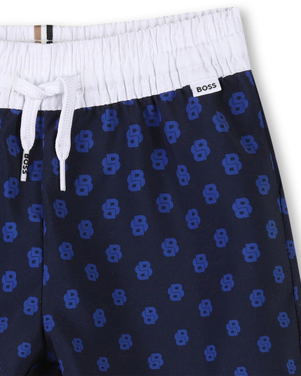Kids Atelier-Boss-Navy Pattern Swim Shorts