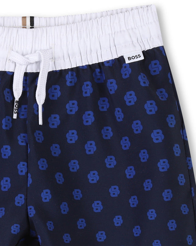 Kids Atelier-Boss-Navy Pattern Swim Shorts