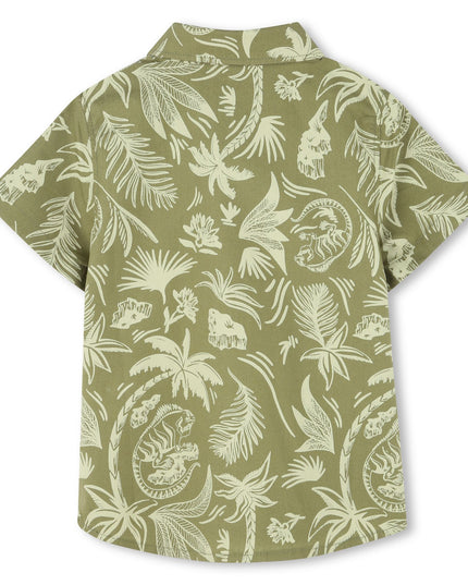 Kids atelier-Boss-Dark Green Short Sleeve Palm Shirt