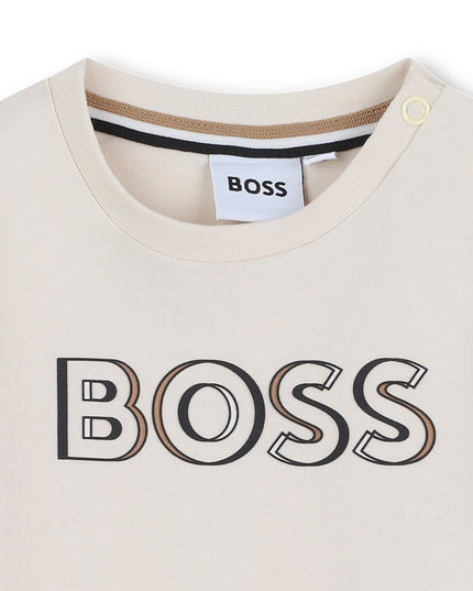 Kids Atelier-Boss-Sand Short Sleeve Logo T-Shirt
