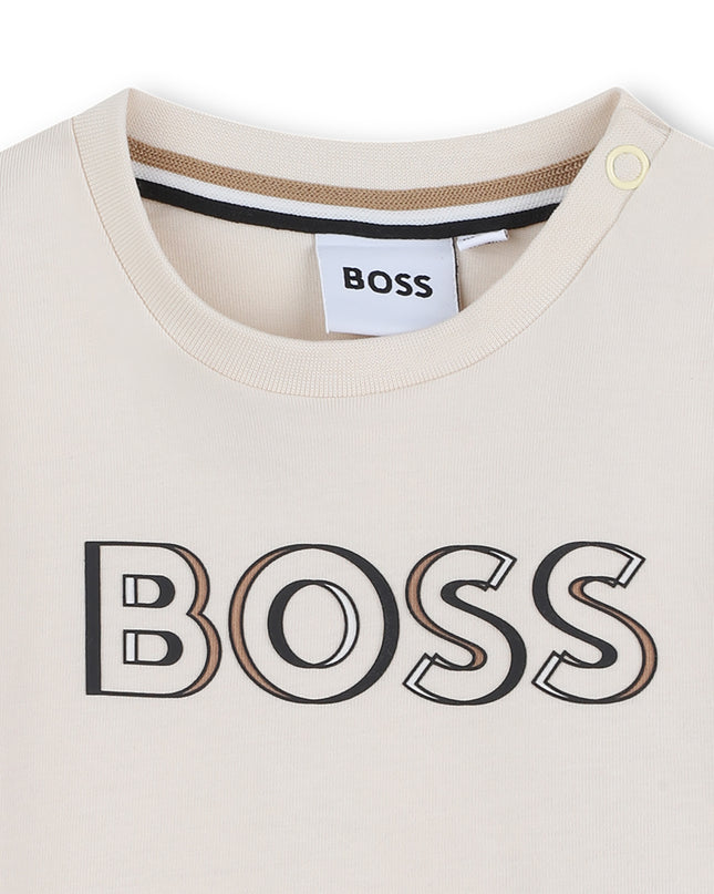 Kids Atelier-Boss-Sand Short Sleeve Logo T-Shirt