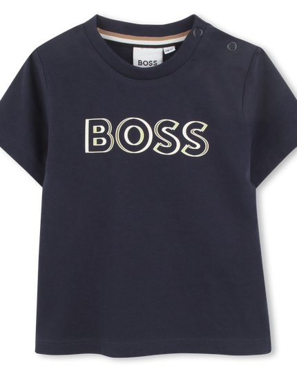 Kids atelier-Boss-Navy Short Sleeve Logo T-Shirt