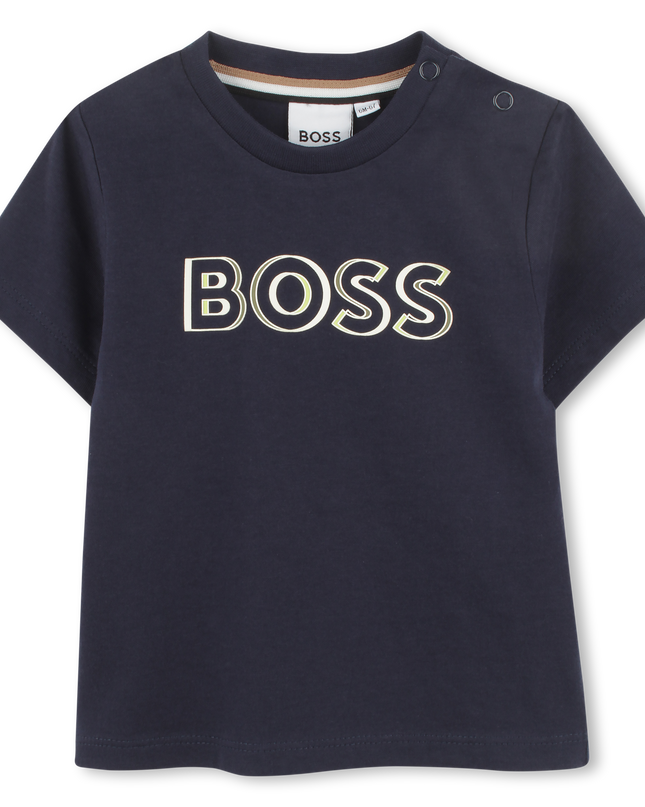 Kids atelier-Boss-Navy Short Sleeve Logo T-Shirt