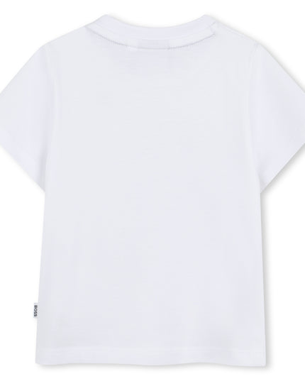 Kids atelier-Boss-White Sand Abstract Logo T-Shirt