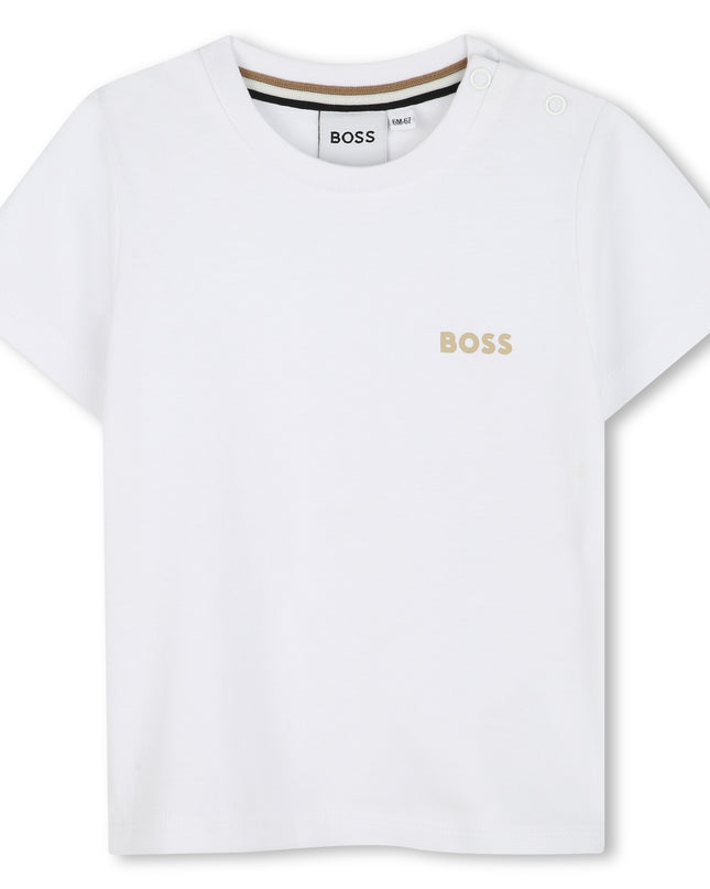 Kids Atelier-Boss-White Shirt Colorblock Shorts Textile Set