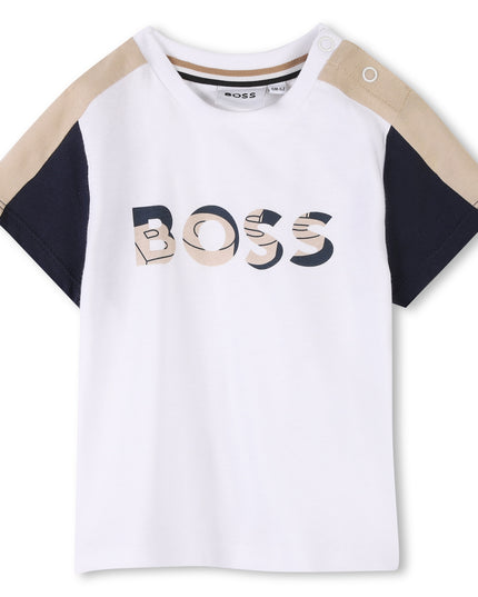 Kids Atelier-Boss-Beige Colorblock Textile Shorts Set