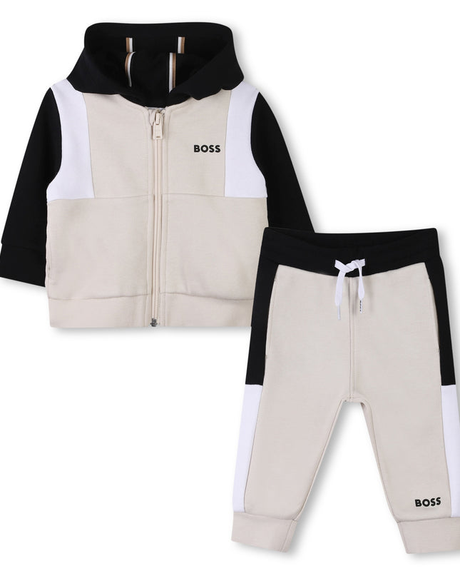 Kids Atelier-Boss-Sand Colorblock Jacket & Trousers Set
