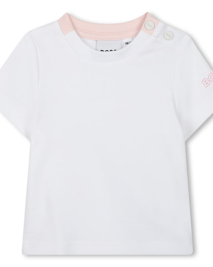 Kids atelier-Boss-Pale Pink Dungarees T-Shirt Set