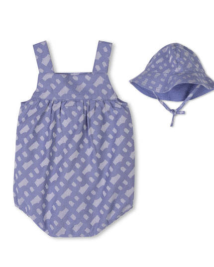 Kids Atelier-Boss-Blue Patterned All In One Hat Set