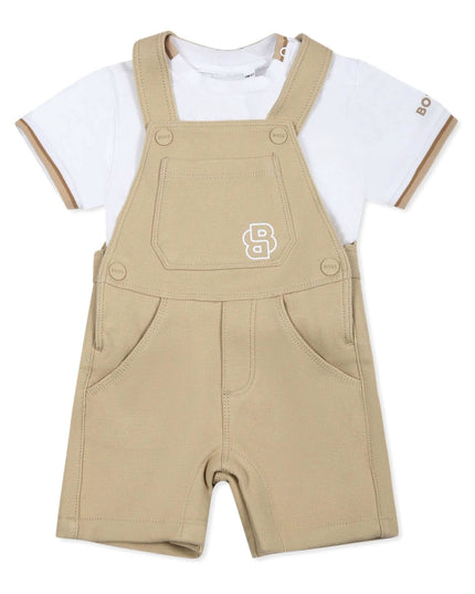 Kids Atelier-Boss-Stone Logo Dungarees Set