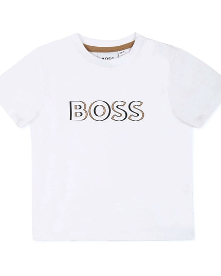 Kids Atelier-Boss-Stone Logo Dungarees Set
