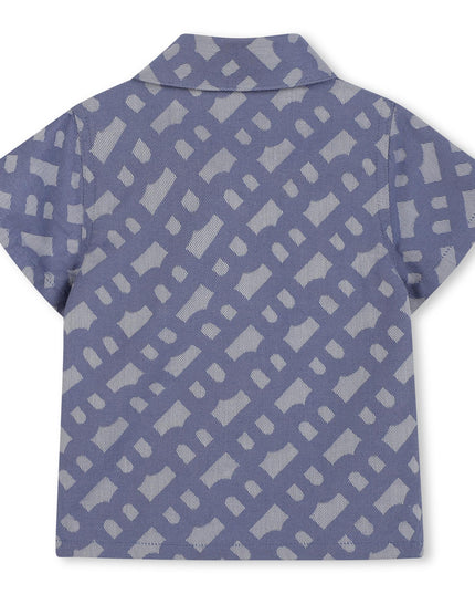 Kids atelier-Boss-Blue Jacquard Monogram Shorts Set