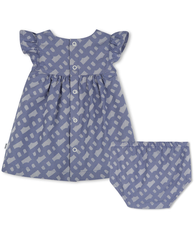 Kids atelier-Boss-Blue Patterned Dress and Bloomers Set