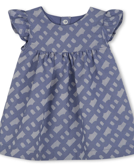 Kids atelier-Boss-Blue Patterned Dress and Bloomers Set
