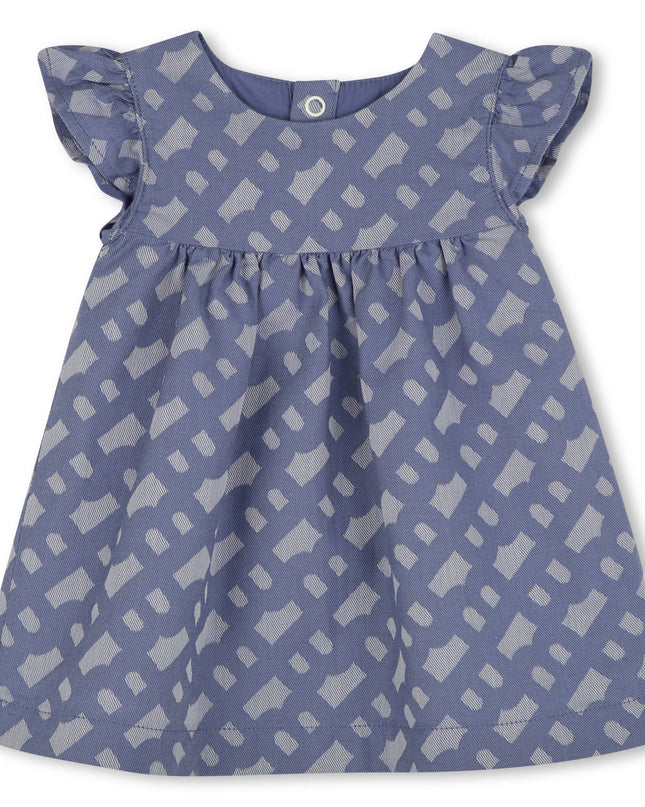 Kids atelier-Boss-Blue Patterned Dress and Bloomers Set