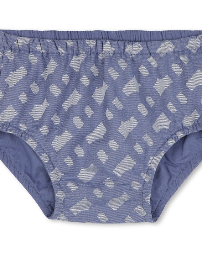 Kids atelier-Boss-Blue Patterned Dress and Bloomers Set