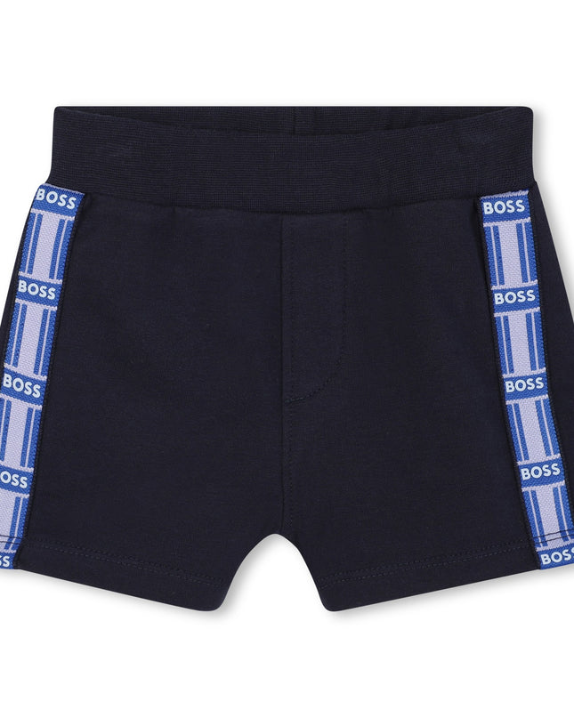 Kids Atelier-Boss-Pale Blue Cat-Bear Shorts Set